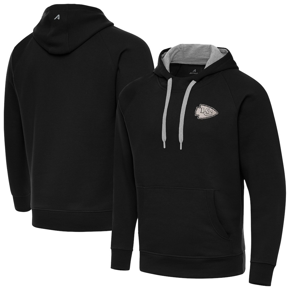 NWT Kansas City Chiefs Black Pullover Hoodie with Grey Drawstrings NFL